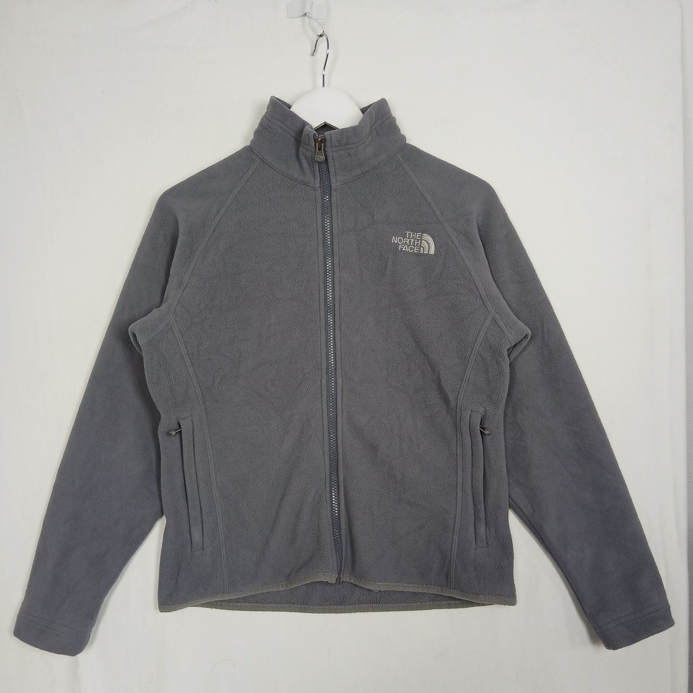 The North Face Womens Gray Full Zip Fleece Jacket Mock Neck XS F2007 AL2A